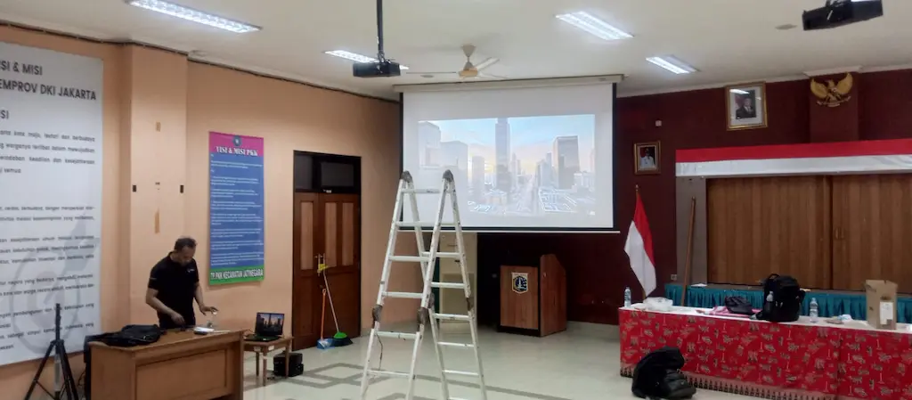 Instalasi Bracket Gantung dan Kelistrikan Proyektor Aula Kelurahan Pasar Minggu (Tahap 1) - Kantor Kelurahan Pasar Minggu
