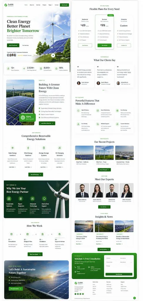 Profil Perusahaan Green Energy & Solar Panel - Desain Website CV TEKNISIKU