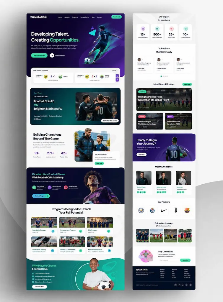 Klub Sepak Bola & Portal Olahraga - Desain Website CV TEKNISIKU