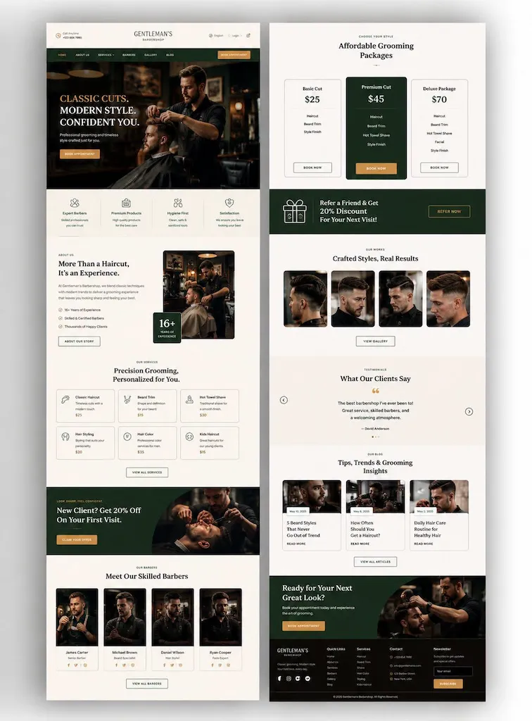 Website Barbershop & Hair Salon Mewah - Desain Website CV TEKNISIKU