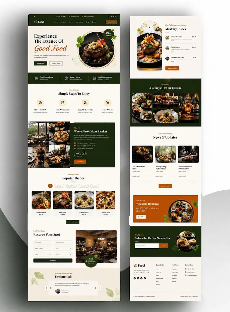 Restoran Fine Dining & Reservasi Meja - Desain Website CV TEKNISIKU