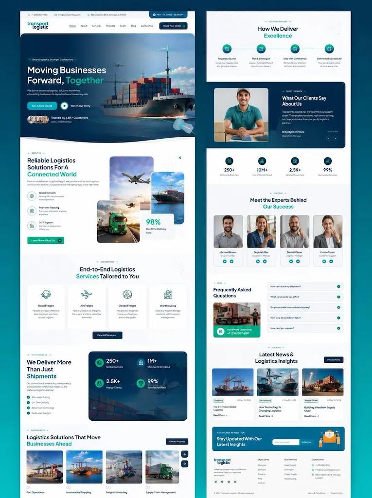 Jasa Logistik, Kargo & Ekspor Impor - Desain Website CV TEKNISIKU